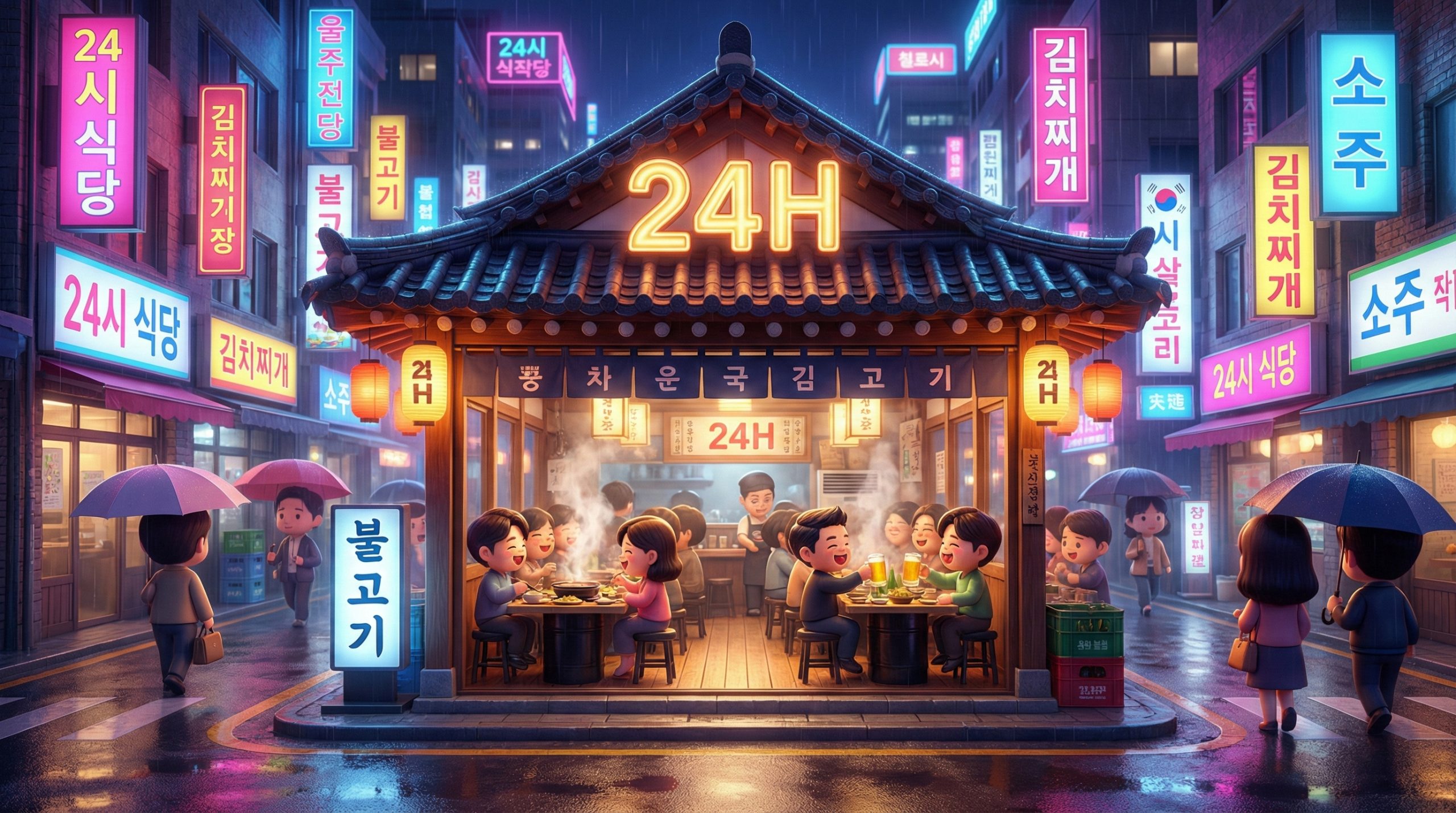 한국 24시간 식당 팁 5가지: 새벽 3시에 즐기는 놀라운 심야 미식 가이드