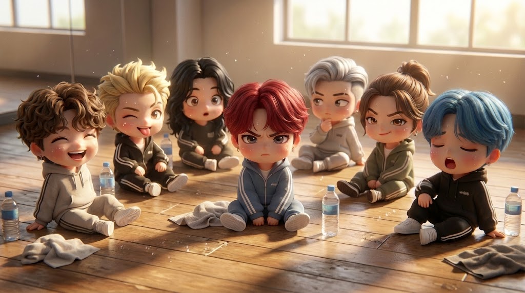 땀 흘리며 연습하는 아이돌 치비 3D (K-POP Idol Passion Practice 3D Chibi)
