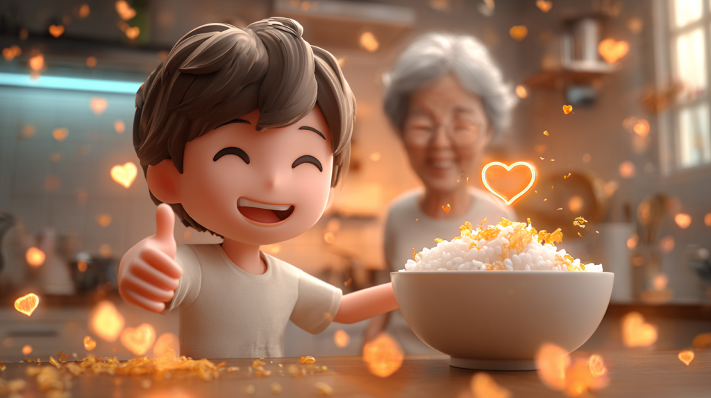 식사 감사의 인사를 전하는 모습 (Expressing gratitude the meal) 