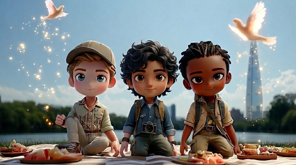 한강 공원에서 평화로운 오후를 보내며 사이렌의 의미를 되새기는 외국인과 한국인 친구들 / Foreigners and Korean friends reflecting on the meaning of the siren while spending a peaceful afternoon at Hanga