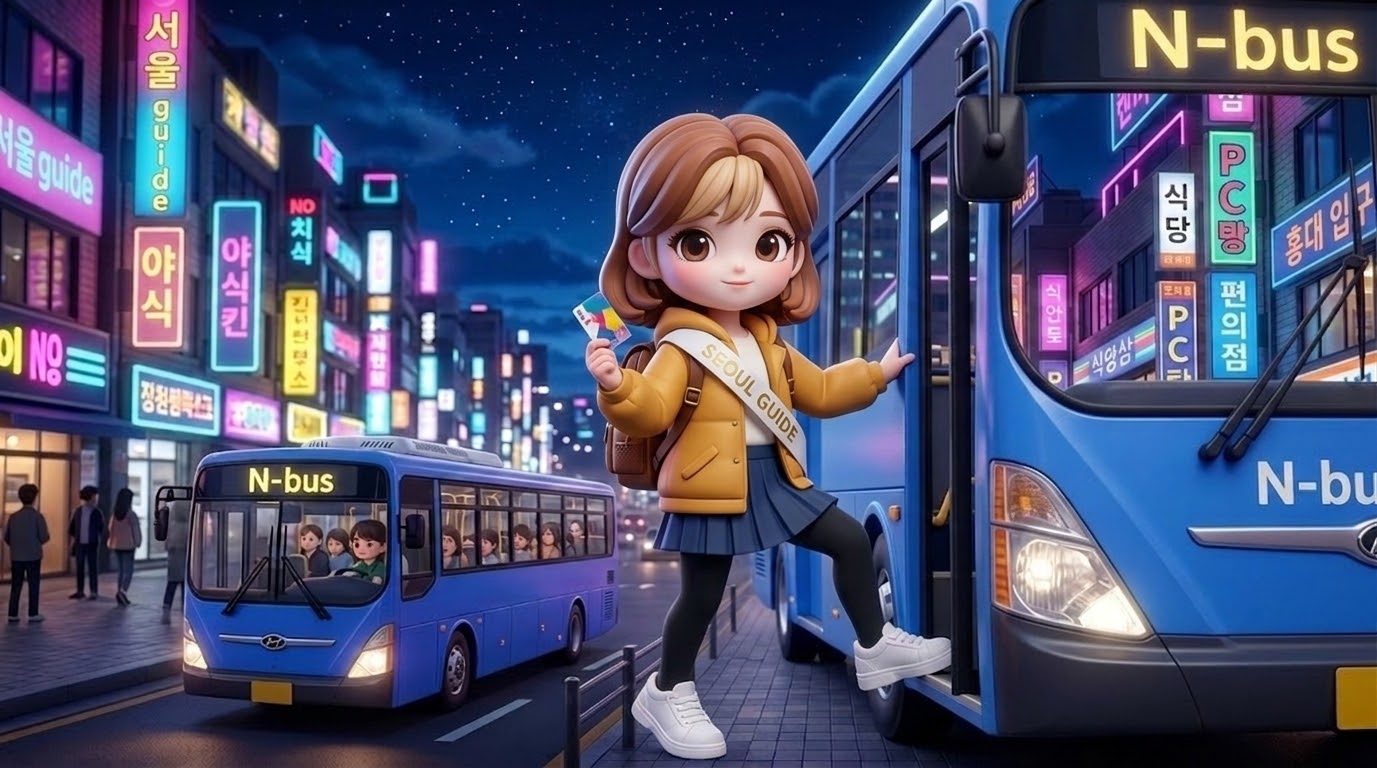 서울의 밤을 책임지는 올빼미 버스 - 늦은 밤 귀가를 도와주는 N버스 (Seoul's Night Guardian, Owl Bus - N-bus helping late-night commuters)