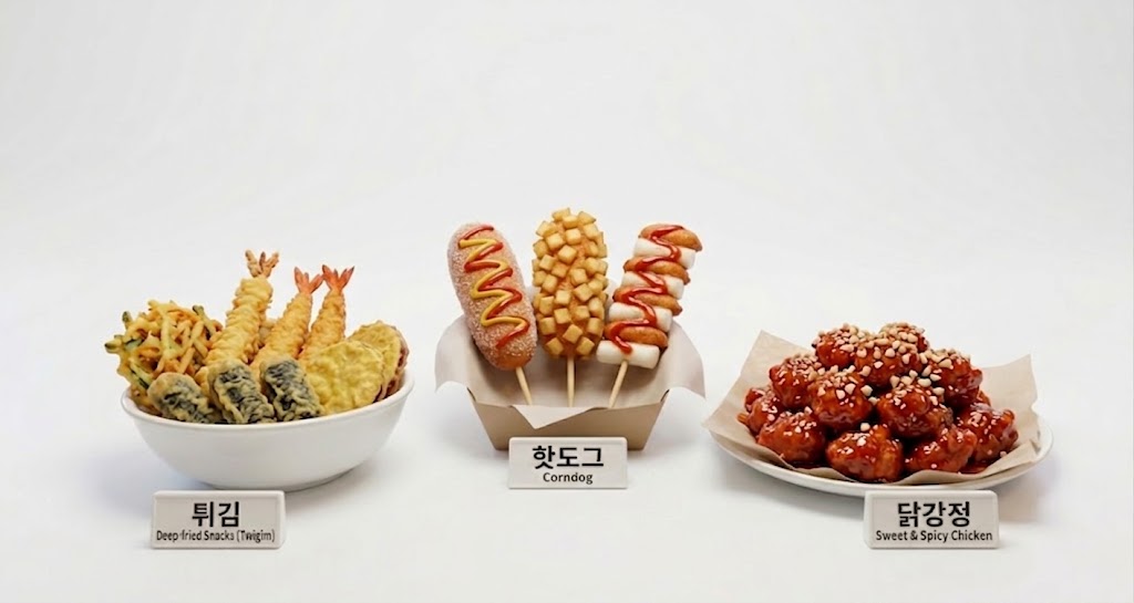 모듬뒤김, 핫도그, 닭강정