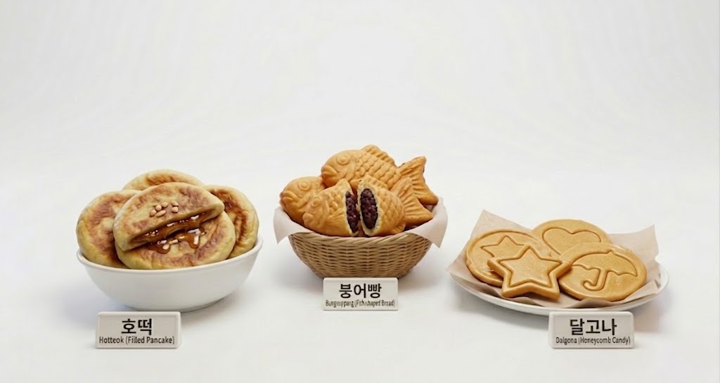 호떡, 붕어빵, 달고나