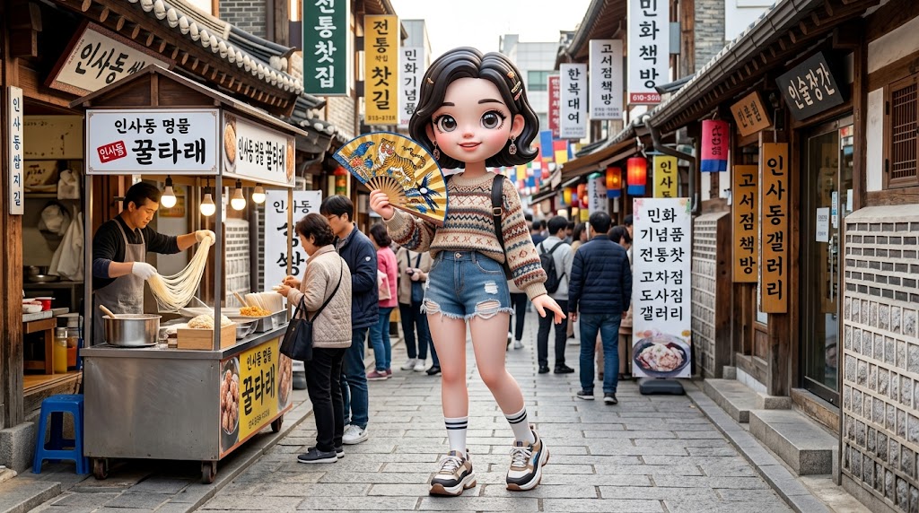 한국의 전통 문화 거리 인사동의 활기찬 모습