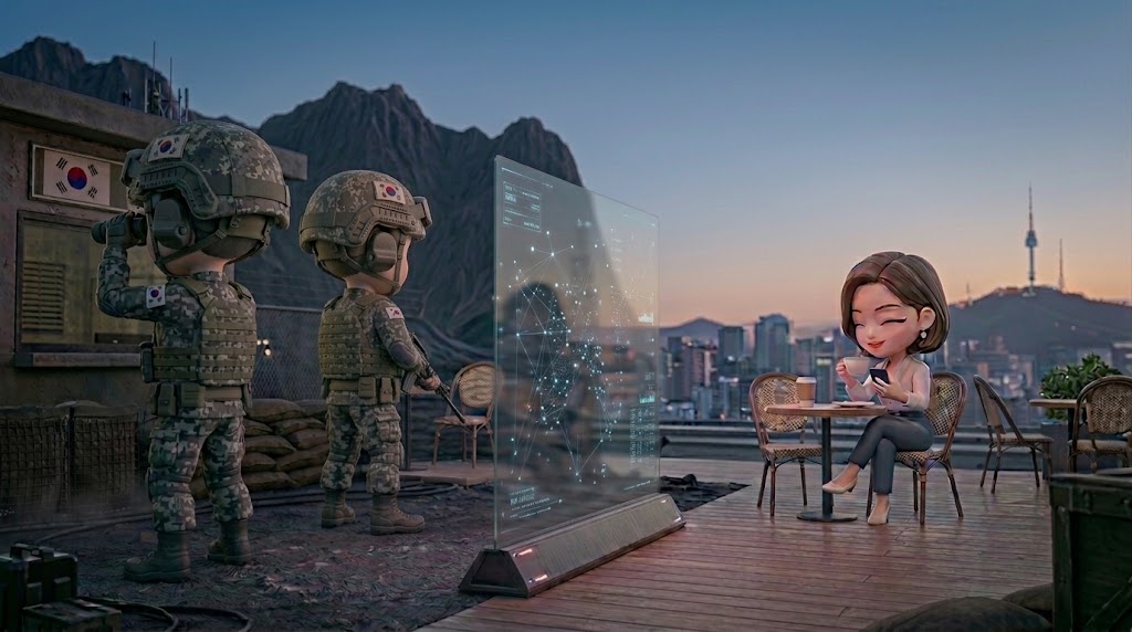 평화로운 일상을 보내는 사람들을 지키는 군인