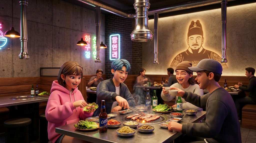 세종대왕이 사랑한 고기 맛을 이어가는 현대의 한국 식당 (A modern Korean restaurant carrying on the taste of meat loved by King Sejong)