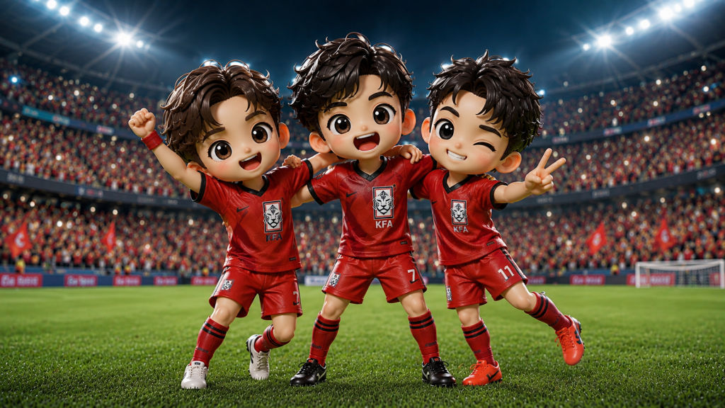 체코전 역전승 이후 환호하는 한국 축구대표팀 이미지