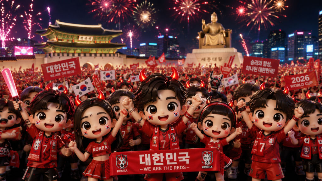 한국의 월드컵 거리 응원 문화를 보여주는 이미지
