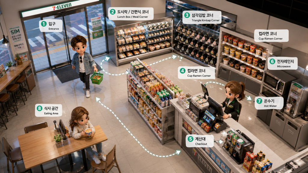 한국 편의점 첫 방문 이용 순서 / First-time steps for using a Korean convenience store